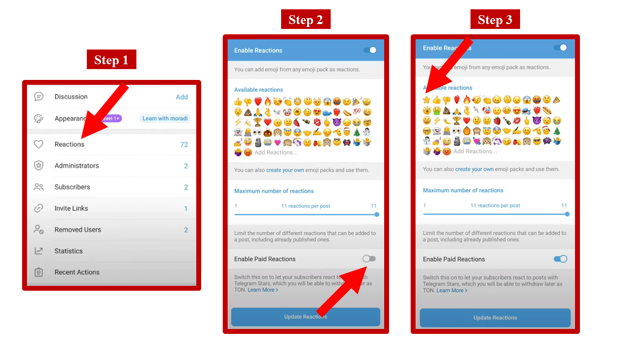 How to Activate Paid Star Reactions in a Telegram Channel?