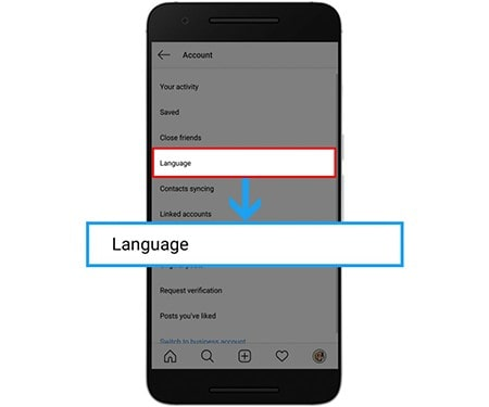 تنظیمات تغییر زبان اینستاگرام