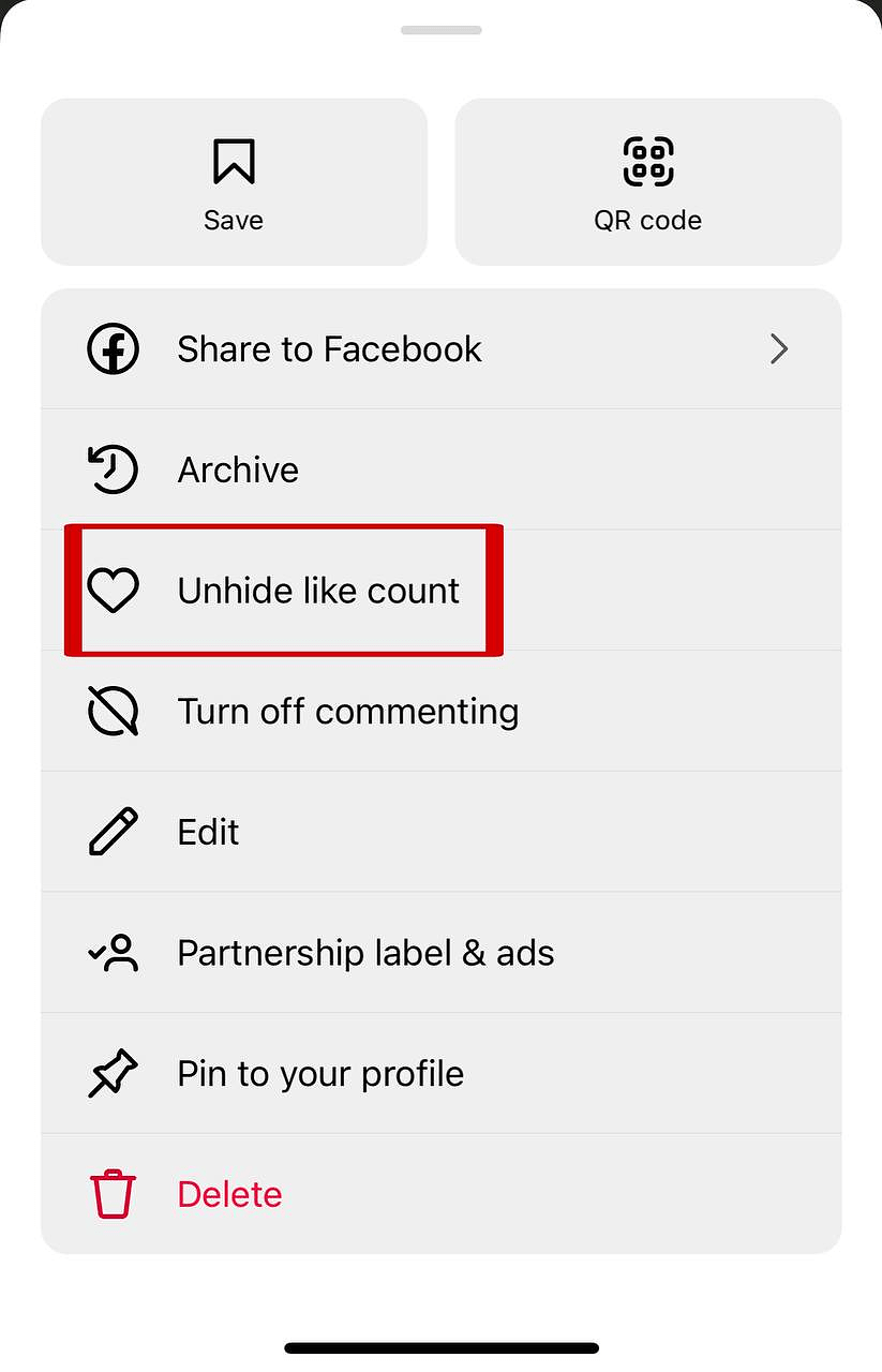 unhide like count on instagram