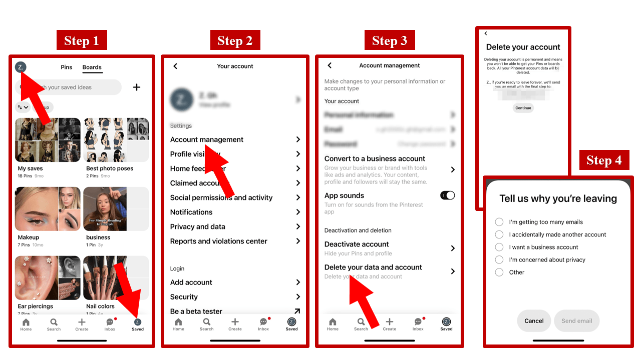 How to Delete Pinterest account on iPhone?
