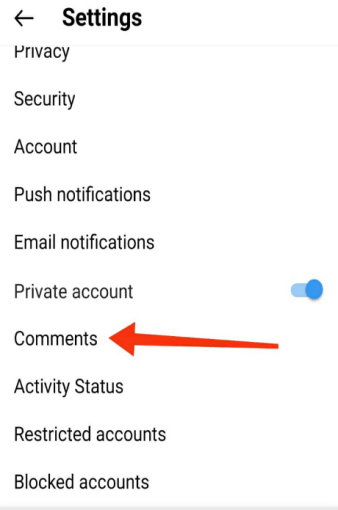 تنظیمات کامنت در اینستاگرام
