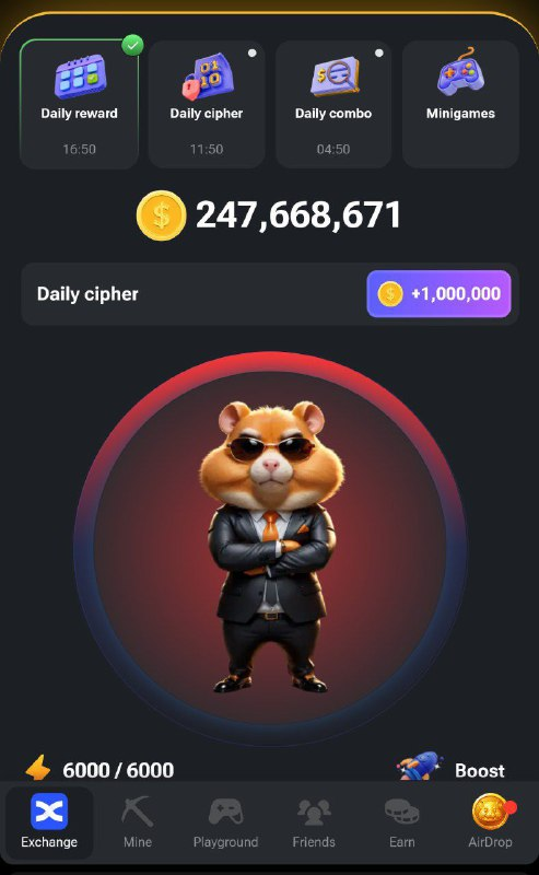 What is the Daily cipher code on Hamster?