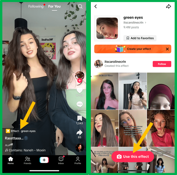 How to use TikTok filters from other people's videos?