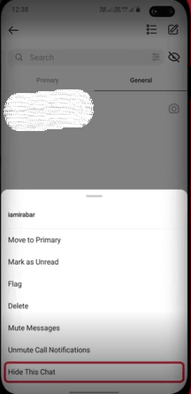 گزینه Hide this chat اینستاگرام