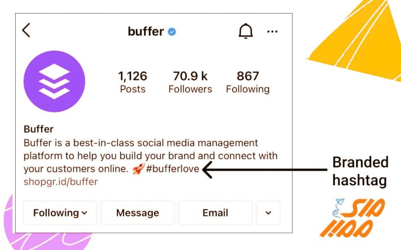 استفاده از یک هشتگ مارک دار در بیوی اینستاگرام