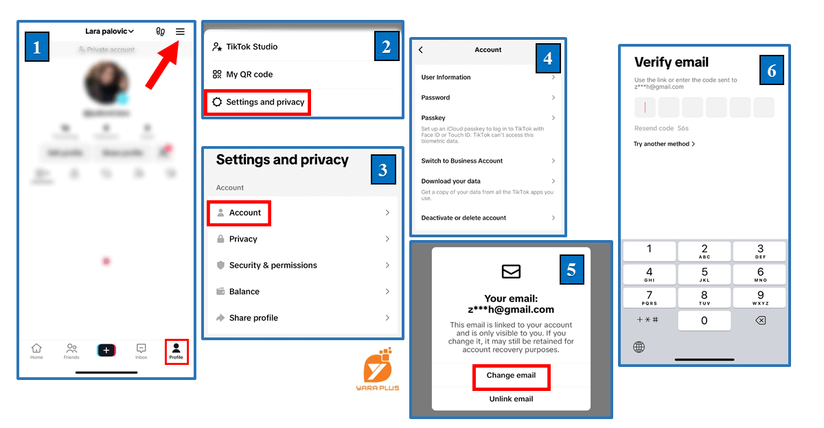 Change email on TikTok