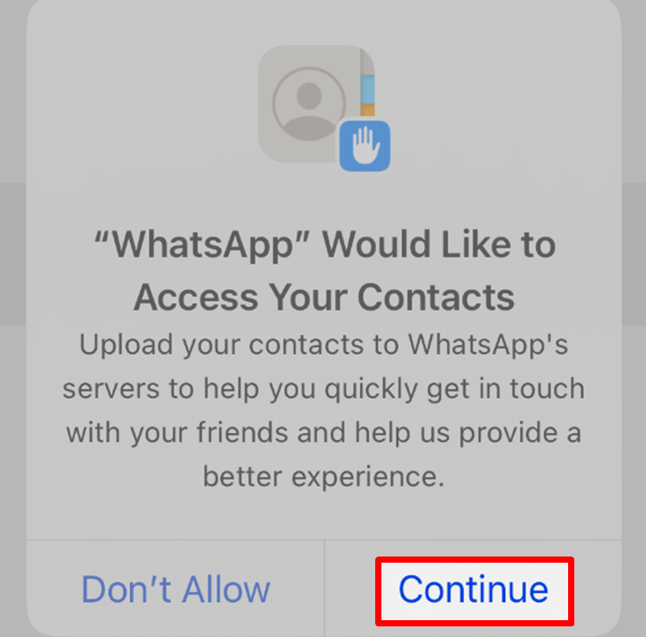 allow WhatsApp access contacts