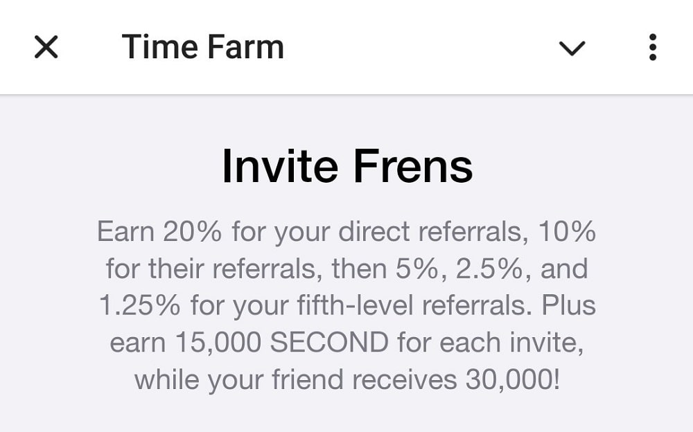 Earn from Referrals by inviting friends om Time Farm Airdrop