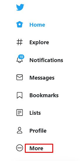 قسمت more در منوی توییتر
