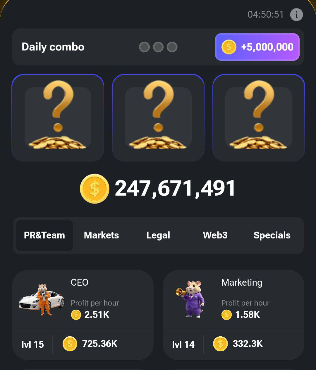 What is Daily Combo on Hamster?