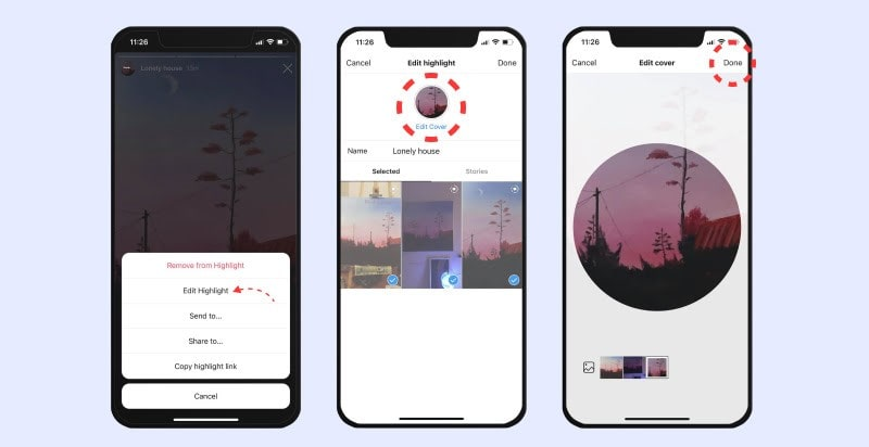 ویرایش کاور هایلایت استوری اینستاگرام
